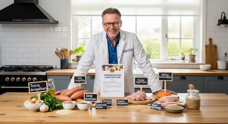 Gids voor hondenvoer bij gevoelige darmen in dierenkliniek.
