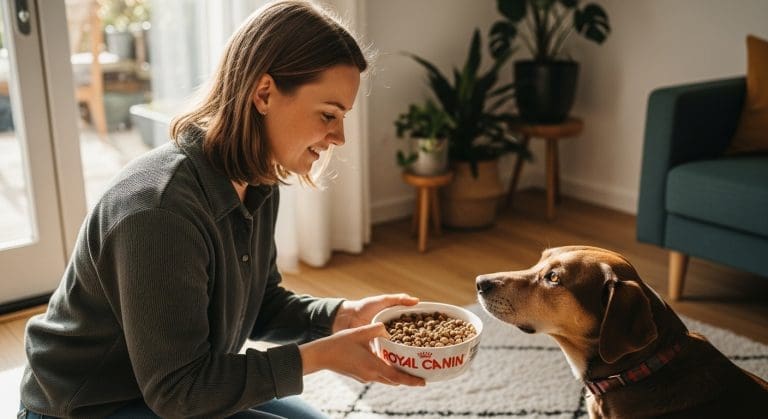 Hond krijgt Royal Canin dieetvoer in gezellig Nederlands huis