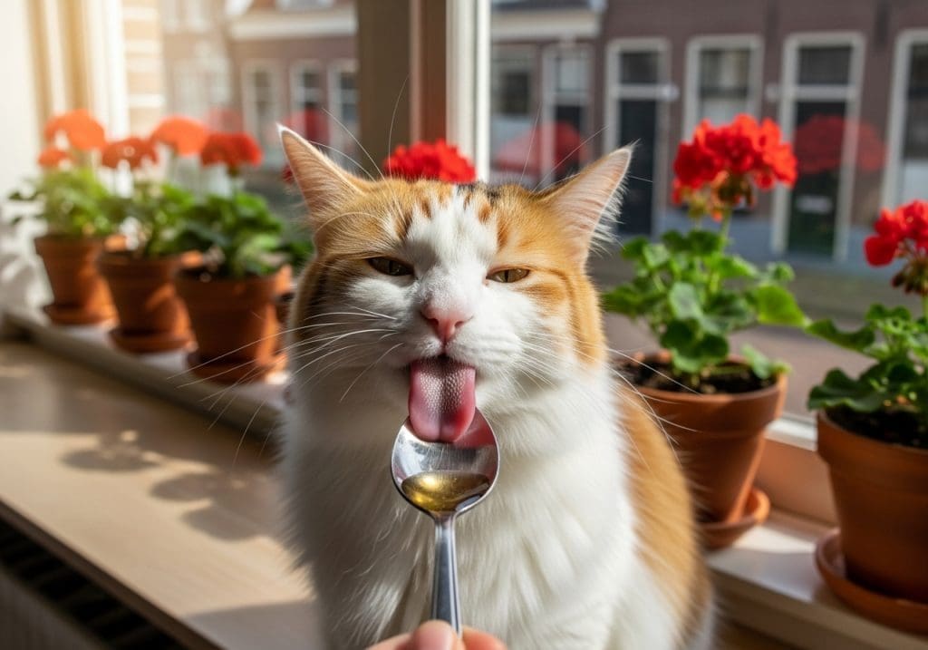 Kat krijgt omega 3-supplement op een veilige manier