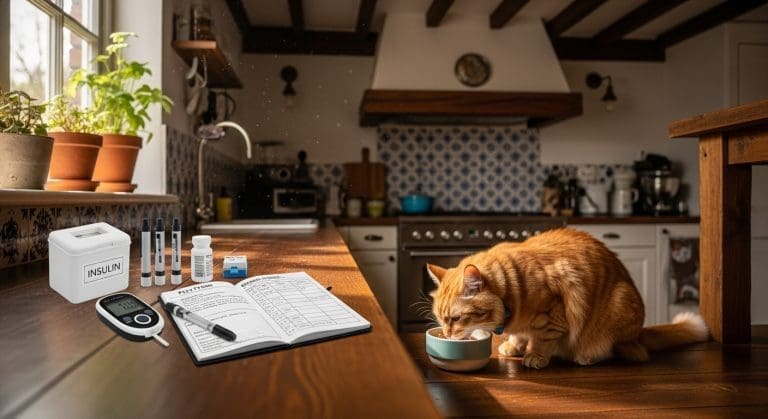 keuken met kat en diabetesvriendelijke voeding