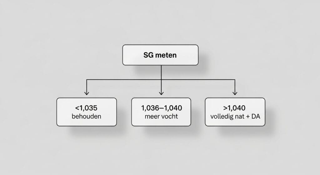 Eenvoudig stroomschema voor SG-beslisboom bij blaasgruis-kat