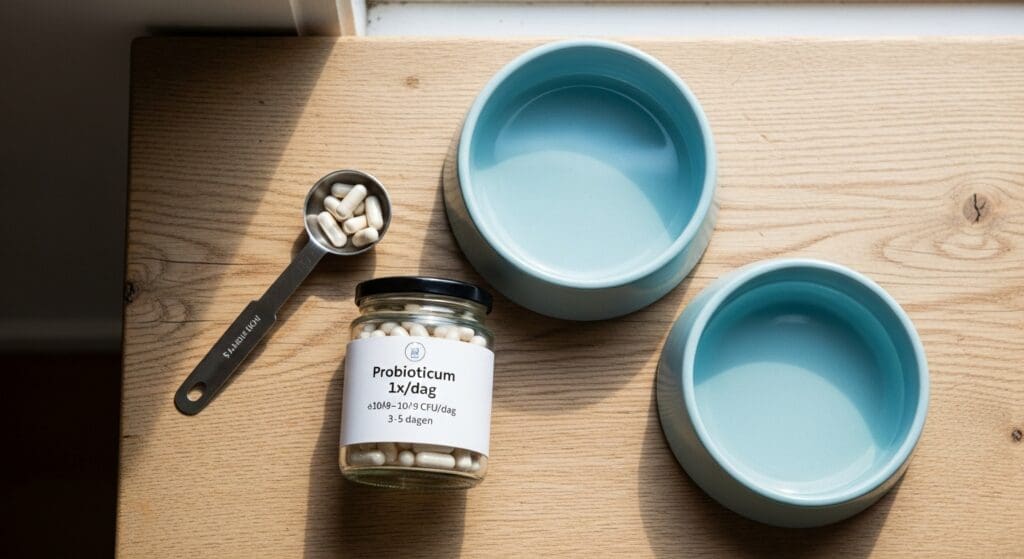 Keukenflatlay met maatlepel en potje probioticum